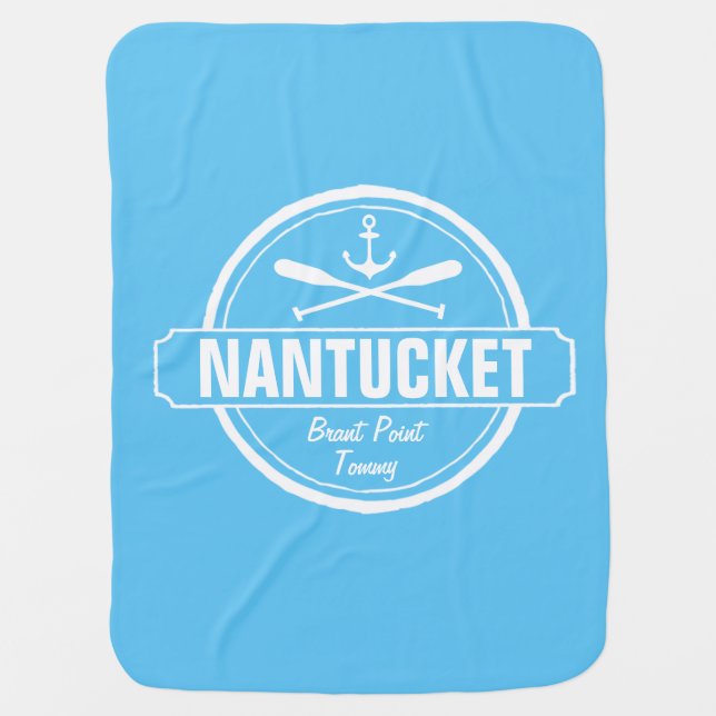 Nantucket, MA personalized name, nautical anchor Baby Blanket (Front)