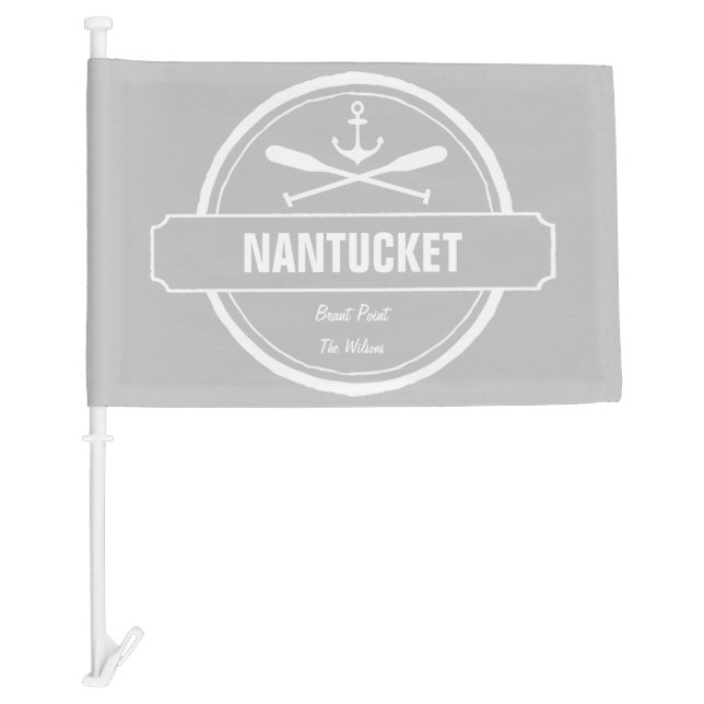 Nantucket, MA personalized name, nautical anchor Car Flag (Front)