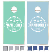 Nantucket, MA personalized name, nautical anchor Cornhole Set