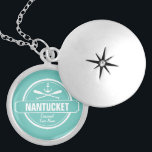 Nantucket, MA personalized name, nautical anchor Locket Necklace<br><div class="desc">This Nantucket, Massachusetts nautical anchor and paddle design is personalized with your favorite Nantucket town, area or beach (such as Brant Point, Madaket, Siasconset, Surfside, Monomoy, Naushop, Miacomet, etc.) and your name (or delete). This retro, vintage style design features a white circle, anchor, crisscrossed paddles and a bold banner that...</div>