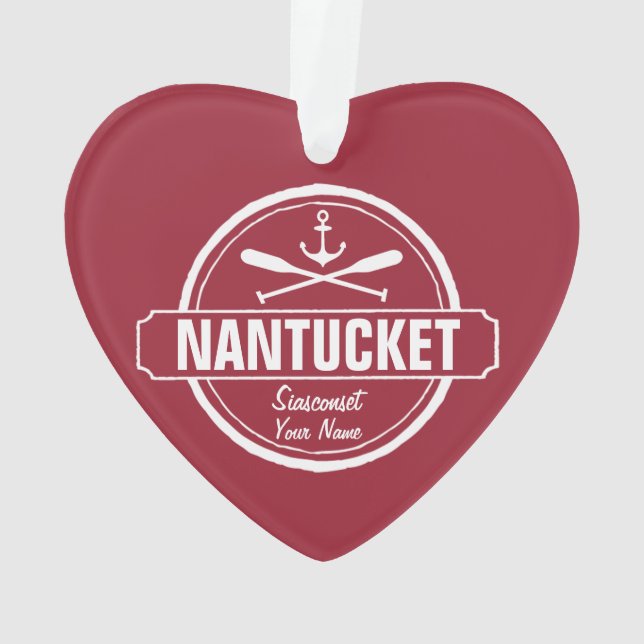Nantucket, MA personalized name, nautical anchor Ornament (Back)