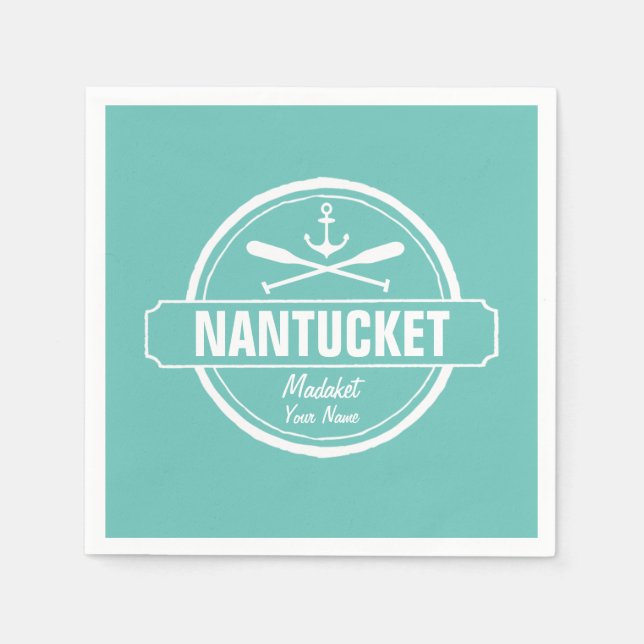 Nantucket, MA personalized name, nautical anchor Paper Napkins (Front)