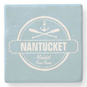 Nantucket, MA personalized name, nautical anchor Stone Coaster