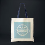 Nantucket, MA personalized name, nautical anchor Tote Bag<br><div class="desc">This Nantucket, Massachusetts nautical anchor and paddle design is personalized with your favorite Nantucket town, area or beach (such as Brant Point, Madaket, Siasconset, Surfside, Monomoy, Naushop, Miacomet, etc.) and your name (or delete). This retro, vintage style design features a white circle, anchor, crisscrossed paddles and a bold banner that...</div>