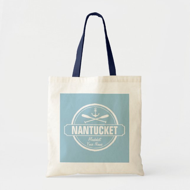 Nantucket, MA personalized name, nautical anchor Tote Bag (Front)