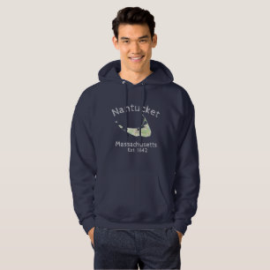 Nantucket map hoodie, men's dark hoodie