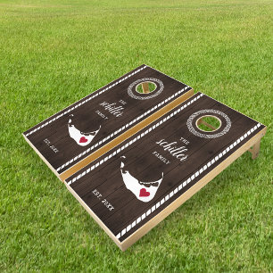 Nantucket Map Silhouette Family Name Cornhole Set