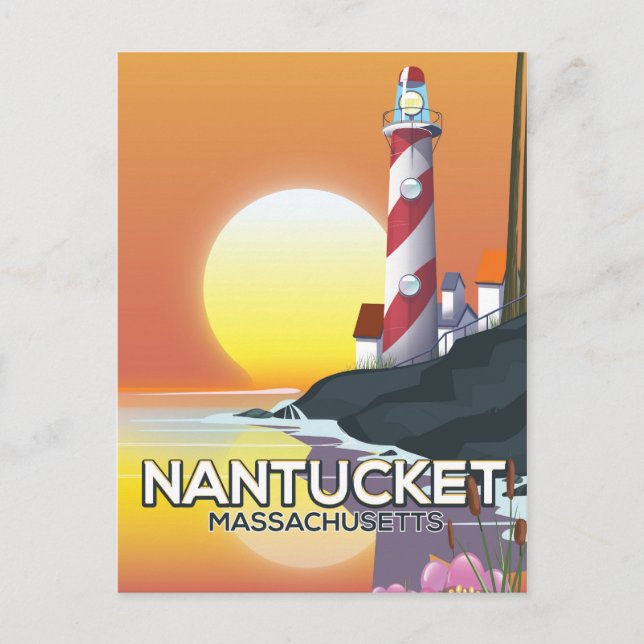 Nantucket Massachusetts lighthouse travel poster Postcard (Front)