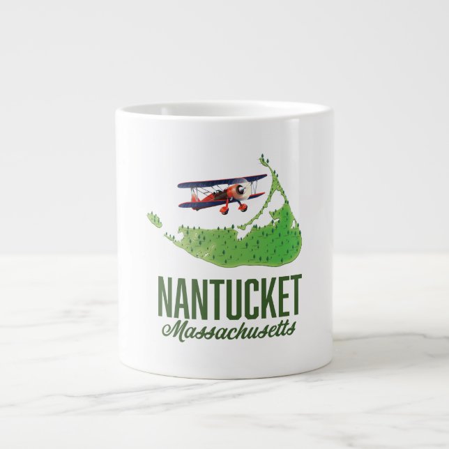 Nantucket Massachusetts Map Giant Coffee Mug (Front)