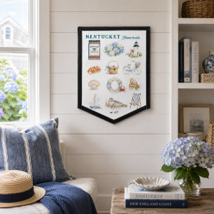 Nantucket Massachusetts Watercolor Travel Pennant
