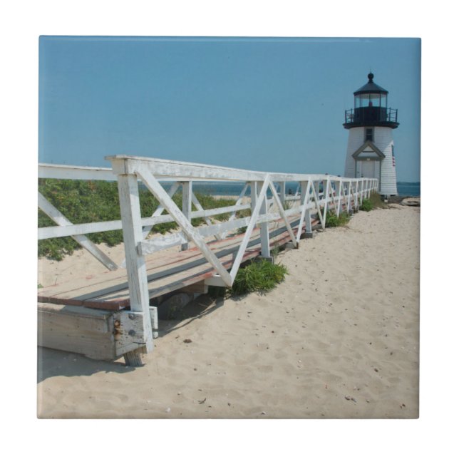 Nantucket. Old Wooden Lighthouse Ceramic Tile (Front)