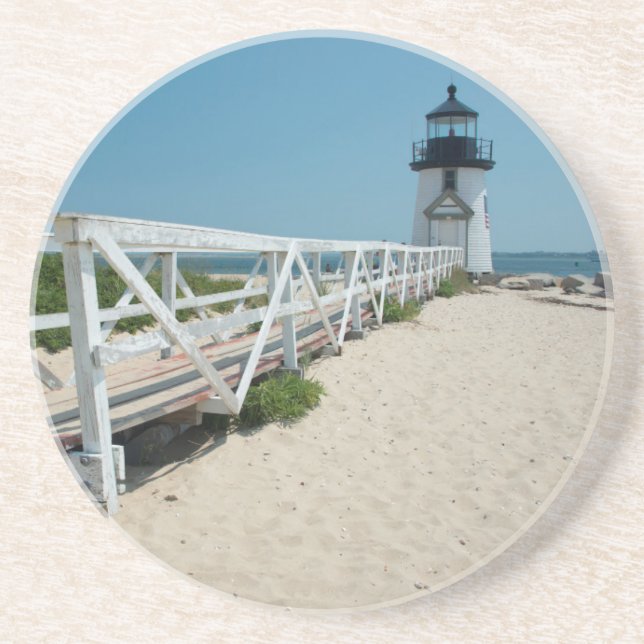 Nantucket. Old Wooden Lighthouse Sandstone Coaster (Front)