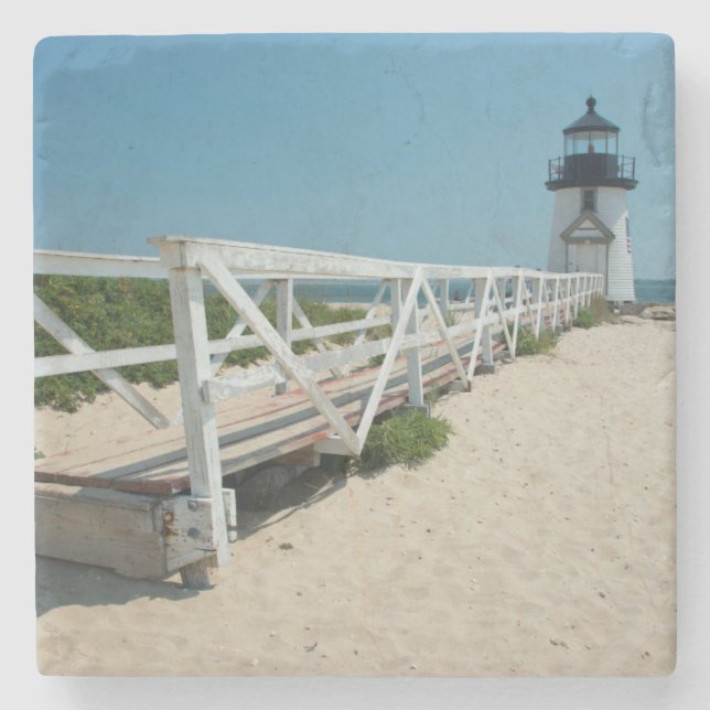 Nantucket. Old Wooden Lighthouse Stone Coaster (Front)