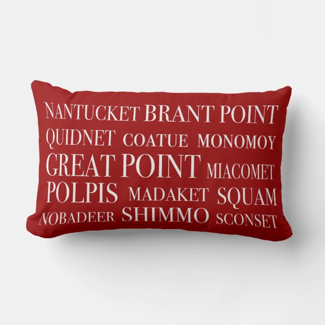 Nantucket Places Nautical Red & White Lumbar Pillow (Front)