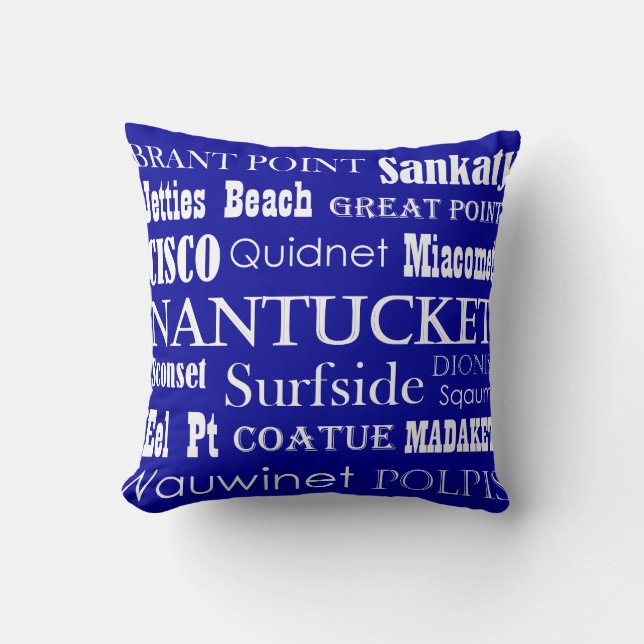 Nantucket Places Pillow Blue (Front)