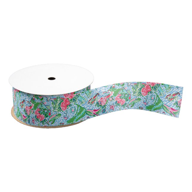Nantucket Preppy Palm Beach Print Grosgrain Ribbon (Spool)