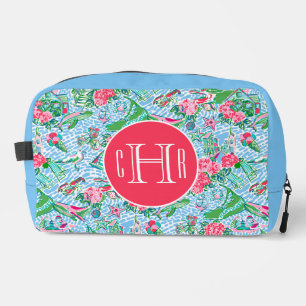 Nantucket Preppy Palm Beach Print Monogrammed Dopp Kit