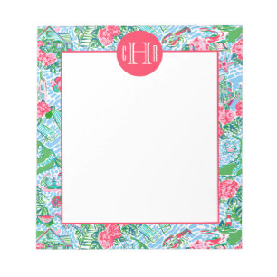 Nantucket Preppy Palm Beach Print Monogrammed Notepad