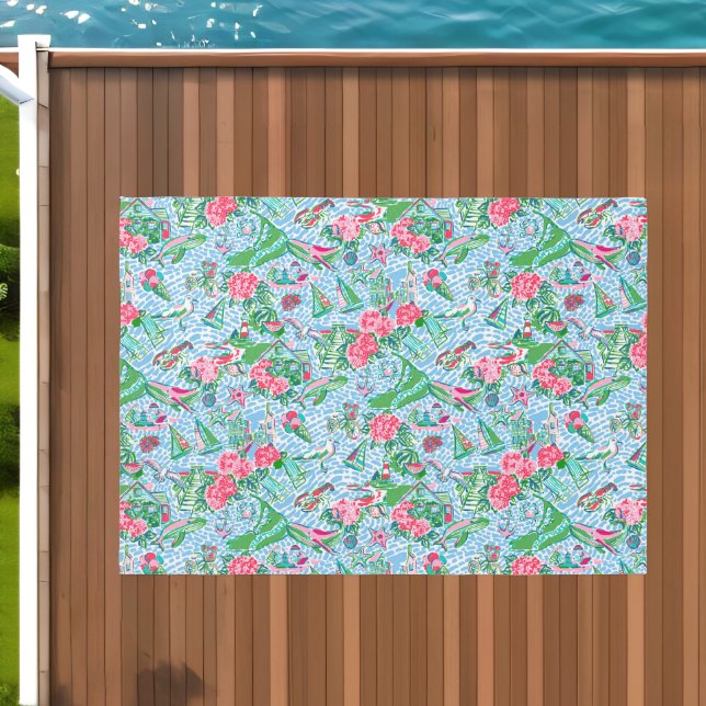Nantucket Preppy Palm Beach Print Outdoor Rug (Insitu (Outdoor 1))