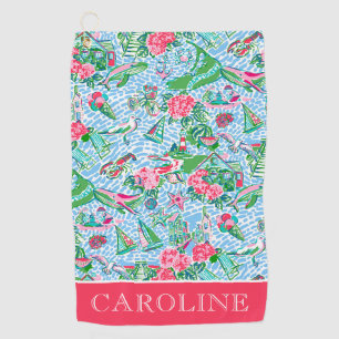 Nantucket Preppy Palm Beach Print Personalized Golf Towel