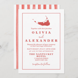 Nantucket red ACK wedding Invitation