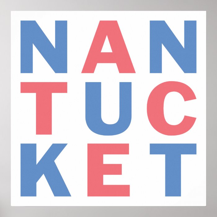 Nantucket red and blue typographic poster #2