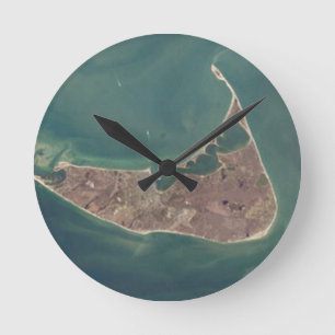 Nantucket Satellite Photograph Round Clock