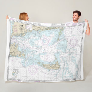 Nantucket Sound and Approaches Nautical Chart 1323 Fleece Blanket