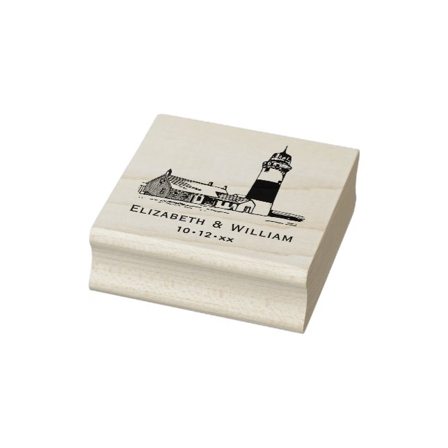 Nantucket Stylized Sankaty Head Lighthouse Couple Rubber Stamp (Stamp)