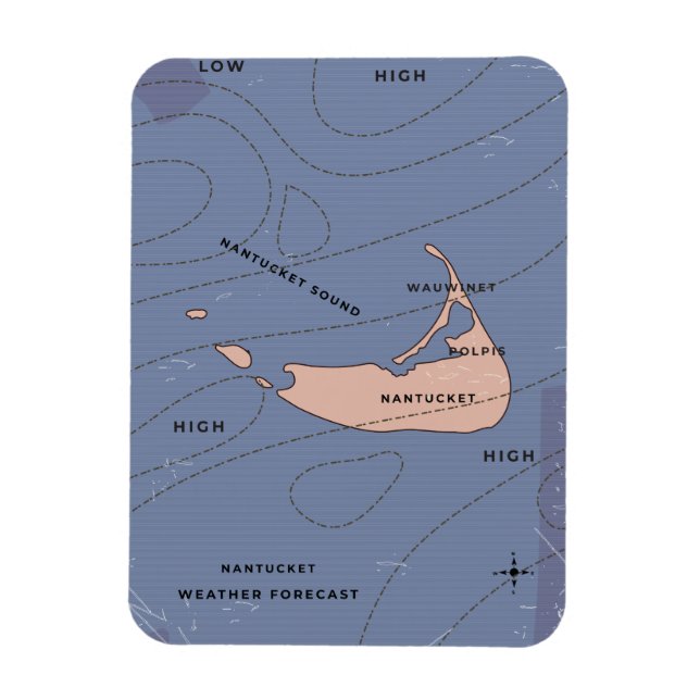 Nantucket USA weather map Magnet (Vertical)