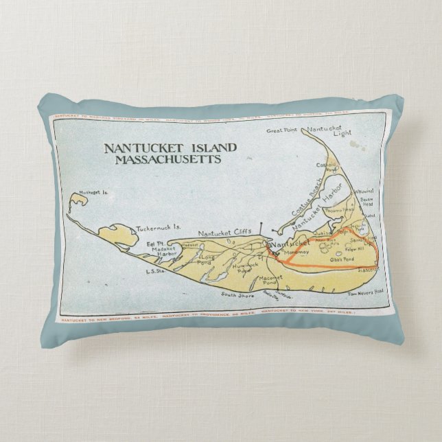 Nantucket Vintage Map Pillow 3 (Front)