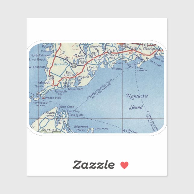 Nantucket Vintage Map Sticker (Sheet)