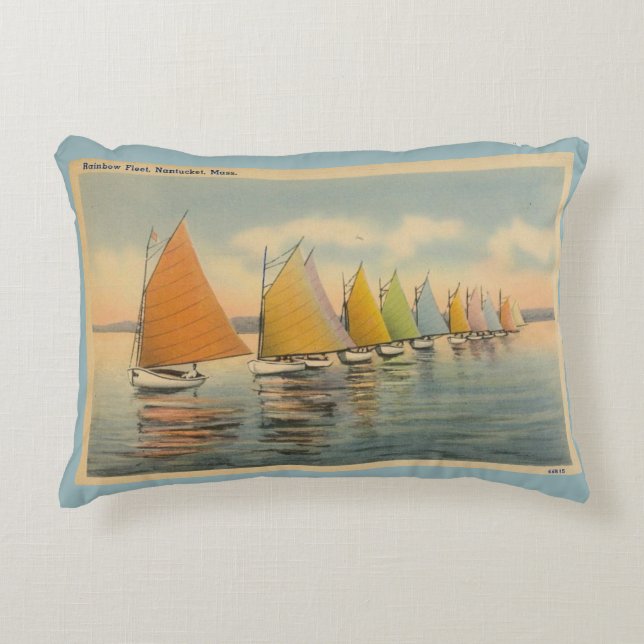 Nantucket Vintage Rainbow Fleet Pillow 3 (Front)