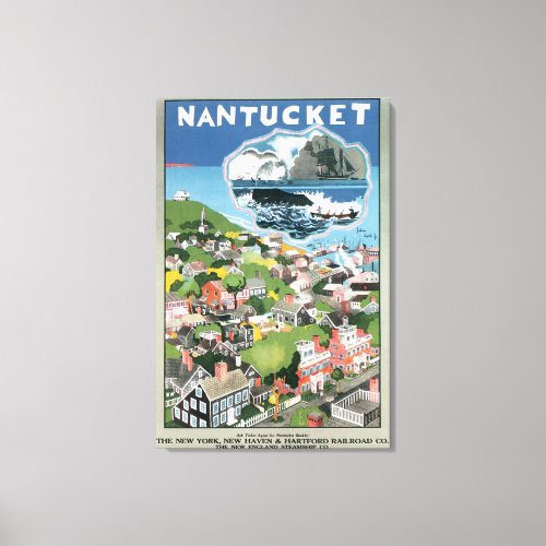 Nantucket Vintage Travel Poster Artwork Canvas Print