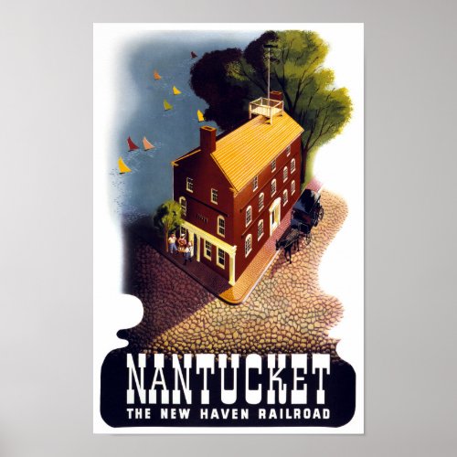 Nantucket Vintage Travel Poster Restored