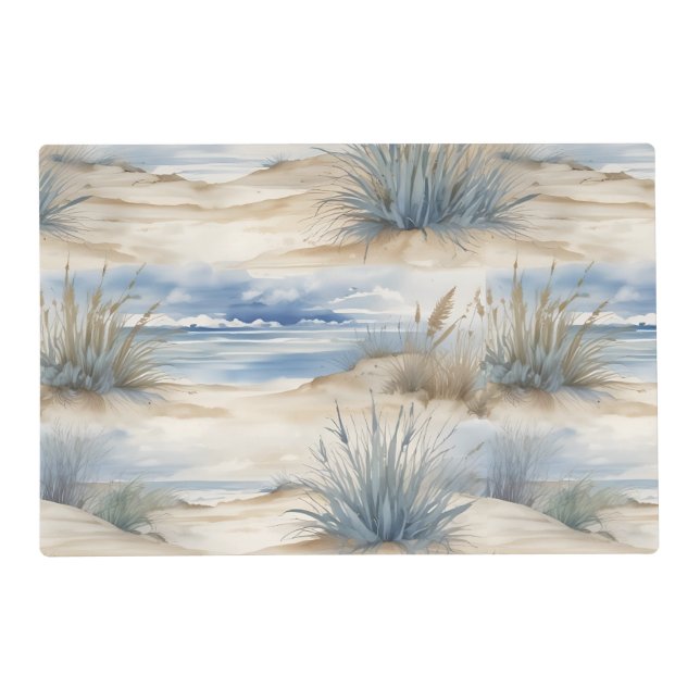 Nantucket watercolor design easy clean placemat (Front)