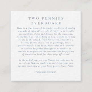 Nantucket Wedding Favor - Two Pennies Overboard Enclosure Card