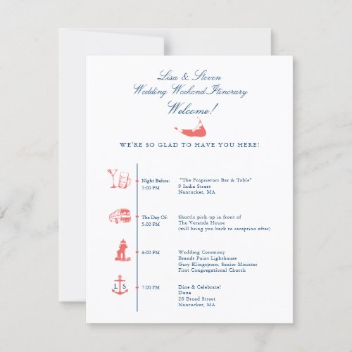 Nantucket Wedding Reception Itinerary Timeline