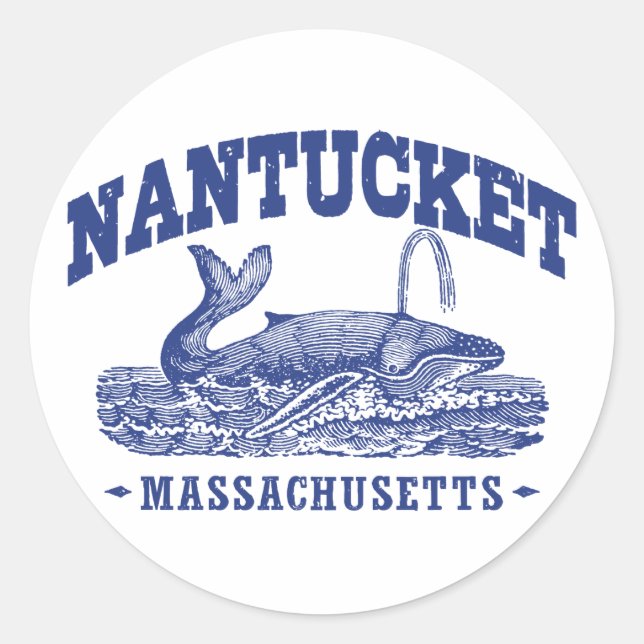 Nantucket Whale Classic Round Sticker (Front)