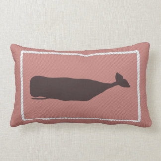 Nantucket Whale Nautical Pillow in Faded Red