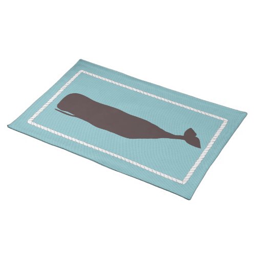 Nantucket Whale Nautical Placemat Ocean Aqua Blue