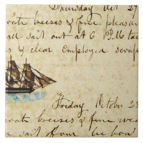 Nantucket Whaling Ship Log 1841 Ceramic Tile