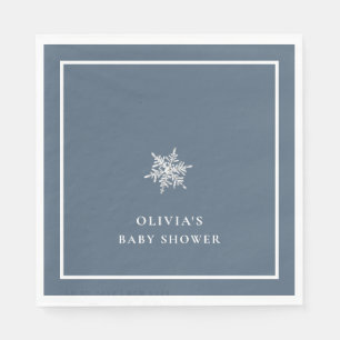 Nany Blue Modern Snowflake Baby Shower  Napkins