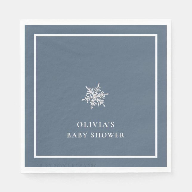 Nany Blue Modern Snowflake Baby Shower  Napkins (Front)