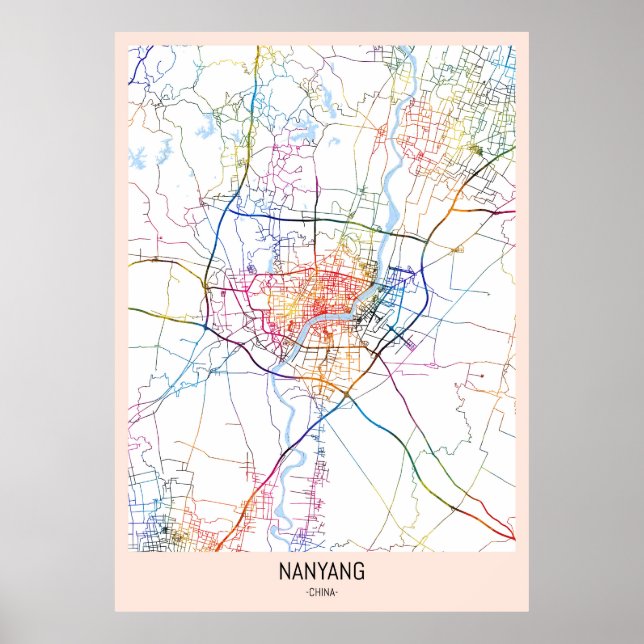 Nanyang China City Map Poster (Front)