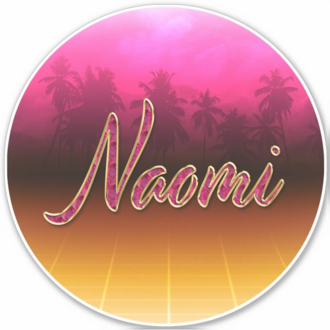 Naomi First name name golden pink sticker (Front)