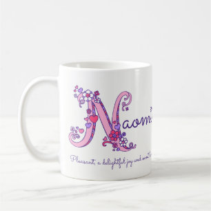 Naomi name meaning heart flower N monogram mug
