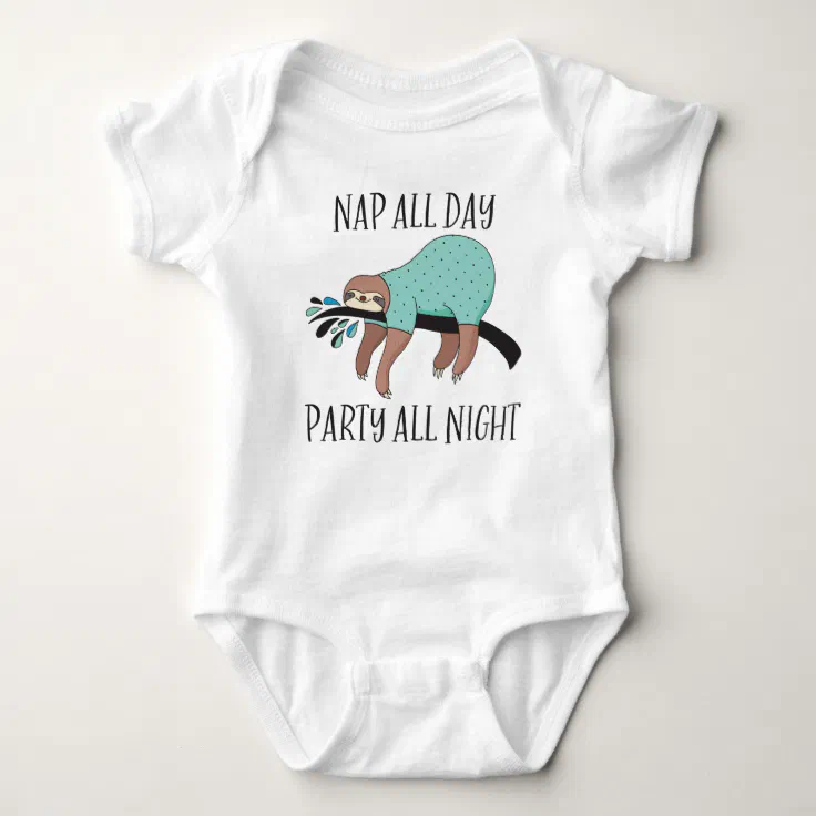 Sleep all Day Party all Night Baby Vest Babygrow Bodysuit Baby Shower Gifts 