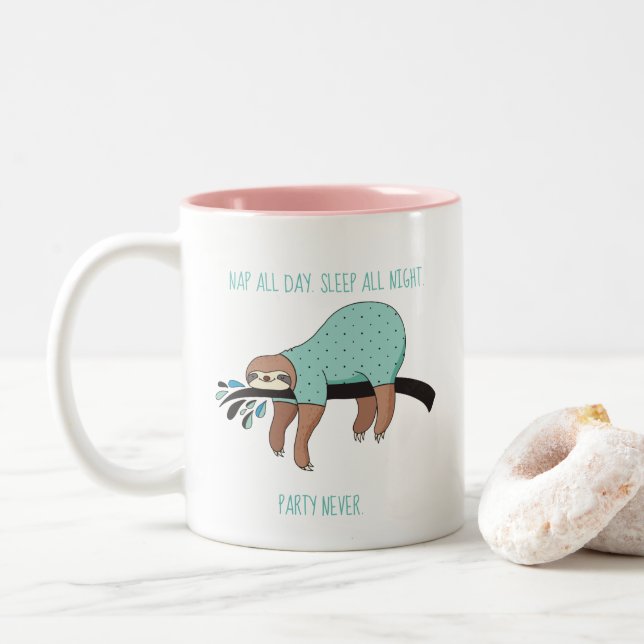 Nap All Day, Sleep All Night Mug (With Donut)