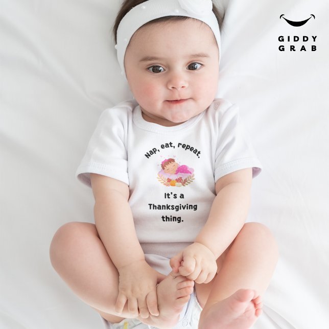 Nap, eat, repeat Funny Thanksgiving Holiday Quote  Baby Bodysuit (Creator Uploaded)